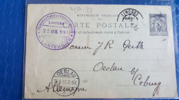 Carte Postale Entier , Manufacture De Porcelaine , A LANTERNIER  1898 - Otros & Sin Clasificación