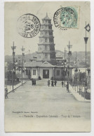 FRANCE BLANC 5C AU RECTO CARTE EXPO COLONIALE TOUR ANNAM MARSEILLE 1905 POUR SAIGON COCHINCHINE - 1900-29 Blanc