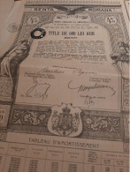 Renta Romana 4 % - Tilu De 500 Lei Aur - Bucaresti - Bucarest 1909. - Banque & Assurance