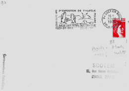 Variété Sur Lettre N° Yvert 1981f 1,oo Roulette Sabine Rouge 3 Bandes Oblitération Flamme Secap =o 94 Sucy En Brie - Cartas & Documentos