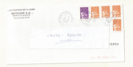 MARIANNE DE LUQUET AFFRANCHISSEMENT MULTIPLE CACHET ROND 39 COUSANCE JURA SUR LETTRE. - 1997-2004 Maríanne Du 14 Juillet