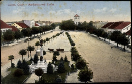 CPA Giżycko Lötzen Ostpreußen, Marktplatz Mit Kirche, Denkmal - Ostpreussen