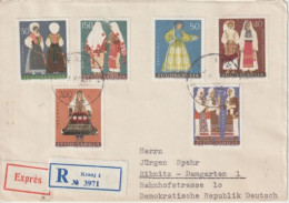 YOUGOSLAVIE - 1964 - SERIE COSTUMES / ENVELOPPE EXPRES ! RECOMMANDEE De KRANJ => RIBNITZ (DDR) ! - Storia Postale