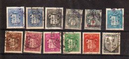 ANDORRE.beau Lot De 12 Timbres Oblitérés Armoiries, Differents,première Qualité, Andorre Français Des Années 1930/1940 - Gebruikt