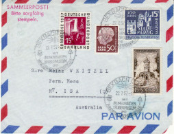 SAAR 1957  LETTER SENT FROM BEXBACH TO Mt.ISA AUSTRALIA /PIECE OF COVER/ - Storia Postale