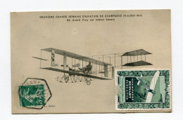 !!! CPA DU MEETING DE REIMS BETHENY DE 1910, CACHET HEXAGONAL SPECIAL ET VIGNETTES - Aviación