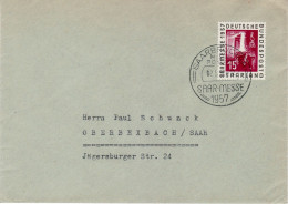 SAAR 1957  LETTER SENT FROM SAARBRUECKEN TO OBERBEXBACH - Covers & Documents