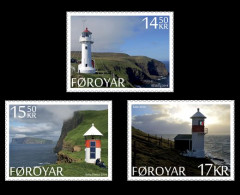 Faroe Islands Denmark 2014 Lighthouses Set Of 3 Stamps Mint - Neufs