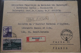 ROUMANIE - 1957 - LETTRE RECOMMANDEE PAR AVION De BUCAREST Pour PARIS - Brieven En Documenten