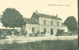 CPA CP Montmiral La Gare La Gare Attelage Marne 51 - Montmirail