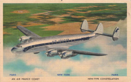 TRANSPORT AERIEN - An Air France Comet - New Type Constellation - Colorisé -  Carte Postale Ancienne - 1946-....: Modern Era