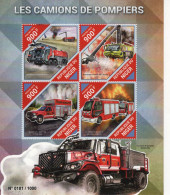 Vehicules De Pompiers - Carros De Bombeiros - Fire Trucks - Camions -   Rep. Du Niger 2015 - 4v  Sheet Mint/Neuf/MNH - Trucks