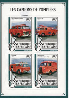 Vehicules De Pompiers - Carros De Bombeiros - Fire Trucks - Camions -Rep. Centrafricaine  2016 - 4v  Sheet Mint/Neuf/MNH - Camions