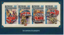 Vehicules De Pompiers - Carros De Bombeiros - Fire Trucks - Camions - Centrafricaine 2016 - 4v  Sheet Mint/Neuf/MNH - Camions