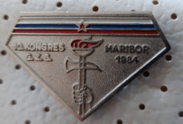 10 Congress Firefighters Association Of Slovenia Maribor 1984 Firefighter Helmet Pin - Pompiers