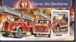 Vehicules De Pompiers - Carros De Bombeiros - Fire Trucks - Camions -  S.Tomé E Principe 2016 - 1v  Sheet Mint/Neuf/MNH - Camion