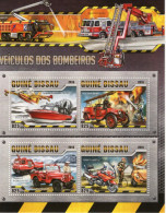 Vehicules De Pompiers - Carros De Bombeiros - Fire Trucks - Camions -  Guiné-Bissau 2016  - 4v  Sheet Mint/Neuf/MNH - Camions