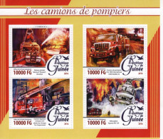 Vehicules De Pompiers - Carros De Bombeiros - Fire Trucks - Camions -  République Guiné 2016  - 4v  Sheet Mint/Neuf/MNH - Vrachtwagens