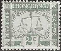HONG KONG 1923 Postage Due - 2c. - Grey MH - Ongebruikt