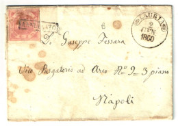 1860 REGNO DI NAPOLI PIEGO VIAGGIATO AFFRANCATO CON 2 GRANA ROSA CHIARO - Neapel