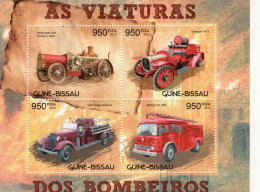 Vehicules De Pompiers - Carros De Bombeiros - Fire Trucks - Camions -  Guiné-Bissau 2012  - 4v  Sheet Mint/Neuf/MNH - Camions