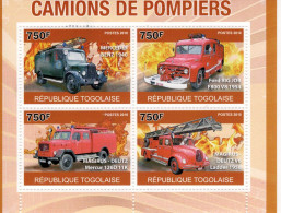 Vehicules De Pompiers - Carros De Bombeiros - Fire Trucks - Camions -  Togolaise 2010  - 4v  Sheet Mint/Neuf/MNH - Camions