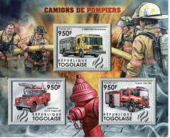 Vehicules De Pompiers - Carros De Bombeiros - Fire Trucks - Camions -  Togolaise 2011  - 3v  Sheet Mint/Neuf/MNH - Trucks