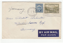 Canada Christmas Seal 1947 On Letter Cover Posted 1947 To Germany B220820 - Cartas & Documentos