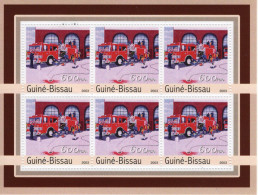 Vehicules De Pompiers - Carros De Bombeiros - Fire Trucks - Camions - Guiné-Bissau 2003  - 6v  Sheet Mint/Neuf/MNH - Camions
