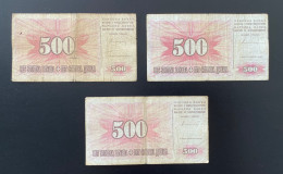 Bosnia, 3X500 Dinara From 1994, Large Numbers, Three Series, Pick 45a - Bosnie-Herzegovine