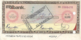 PAKISTAN 2011 MY BANK Rs. 10, 000 VALUE OLD  USED  TREVELLERS CHEQUE. - Banque & Assurance