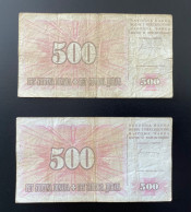 Bosnia, 2X500 Dinara From 1994, Small Numbers, Two Series, Pick 45b - Bosnie-Herzegovine