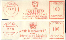 516  Tabac: 2 Ema D'Autriche, 1951/61 -  Tobacco: 2 Meter Stamps From Austria. Tabakwerke Wien - Drogen