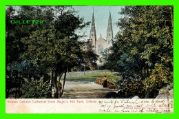 OTTAWA, ONTARIO - ROMAN CATHOLIC CATHEDRAL FROM MAJOR'S HILL PARK - TRAVEL IN 1906 - MONTREAL IMPORT CO - - Ottawa