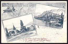 1903 Gelaufene Künstler AK: (E. Lauterburg) Gruss Aus Leissigen. 3 Bildrig. - Leissigen