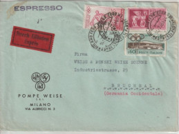 ITALIE - 1961 - ENVELOPPE EXPRES ! De MILANO  => BRUCHSAL (GERMANY) - Express-post/pneumatisch