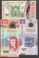 Set 3 Pcs Mexico 20 50 100 Pesos Polymer 2020 - 2022 UNC - Mexique