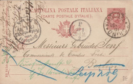 ITALIE - 1895 - CP ENTIER De TORINO REPIQUAGE PRIVE AU DOS ! => BERLIN READRESSEE => LEIPZIG - Ganzsachen