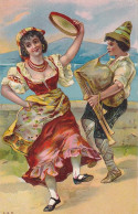 Art Card Sexy Italian Dancer And Bagpipe Player . Cornemuse Biniou - Dance