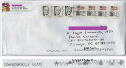 USA 2020s Cover From Seattle To Biguaçu Brazil 7 Stamp President Harry Truman & Flag + Lincoln Electronic Sorting Mark - Storia Postale