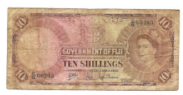 FIDJI Pound Système. ELISABETH II  10 Shilling 1962   # 52c Très  Circulé B+ - Figi