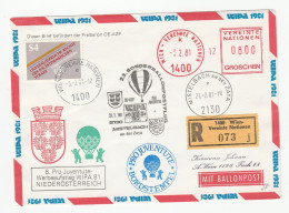 BALLOONING - Special UN FLIGHT COVER Registered 1981 WIPA United Nations Hot Air Balloon - Covers & Documents