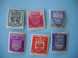 2714 Timbres De  FRANCE Blasons Armoiries Des Villes    N° 559 560 561 562 563 564  Sans Gomme SG  1942 - 1941-66 Stemmi E Stendardi