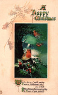 A Happy Christmas - Cpa Gaufrée Embossed - Oiseau Rouge Gorge - Joyeux Noël - Other & Unclassified