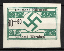 SWASTIKA NAZI 1944 60+90pf Luboml, German Occupation Of Ukraine, "Deutsche Hilfspost / Lubolm (Ukraine)" - Yv N°11 - 1941-43 Bezetting: Duitsland