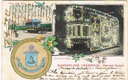 SUNDERLAND - DHURAM -Poscard Sunderland Tramways Past And Present- Circulated 1904 - Autres & Non Classés