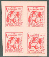 Cuba MNH Block Of 4 - Consejo Tuberculosis Medicine Medicina Christmas Noel Santa Claus Label Vignette Cinderella Orange - Beneficiencia (Sellos De)