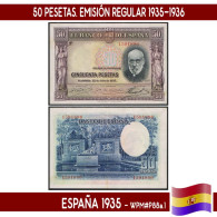 B1018# España 1935, 50 Pts. Ramón Y Cajal (XF+) WPM#P88a.1 - 50 Peseten