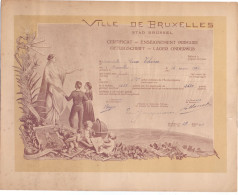 Diploma Diplome - Ville De Bruxelles - Certificat Getuigschrift Rosa Thoen - 1919 - Diplômes & Bulletins Scolaires