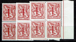 1964 P7  Blocs De 4  **  3 Nuances - 1977-1985 Cijfer Op De Leeuw